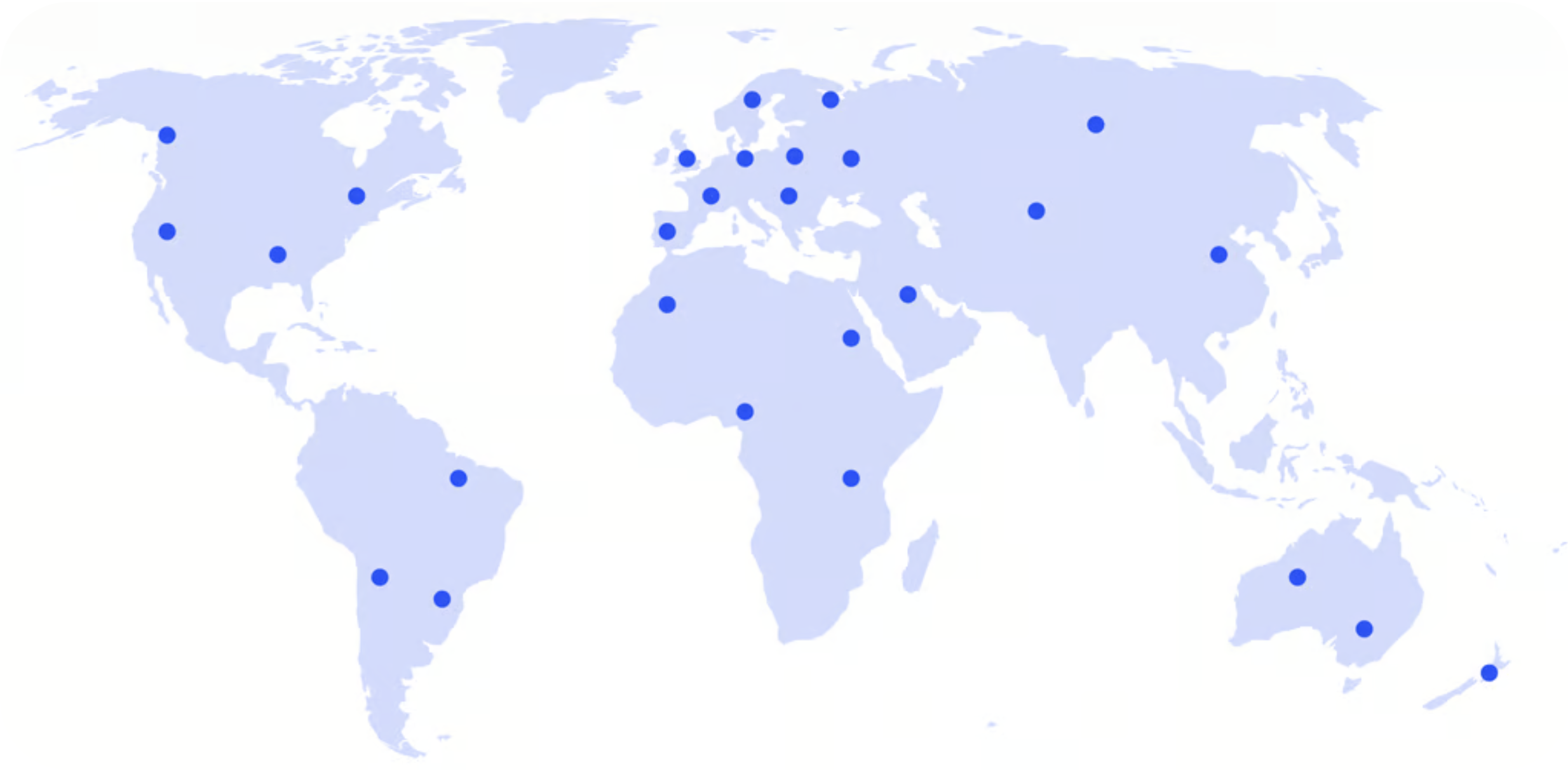 World map showing client locations